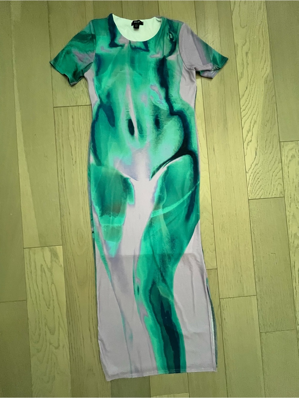 Nasty Gal Green & Teal Abstract Bodycon Maxi Dress